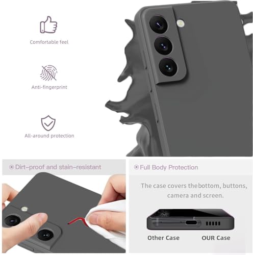 Image of DIZORO Microfiber Candy Compatible for Samsung S21 FE 5G Smooth Touch Cushion Liquid Soft Silicone Gel Rubber Phone Cases Full Body Protective Shockproof Back Cover - New Dark Grey