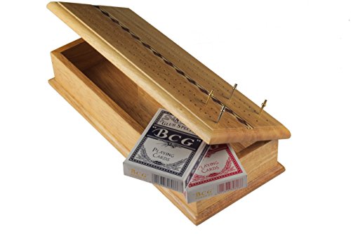 Endgamz Premium Wood Cribbage Board with Storage, Cards and Metal Pegs