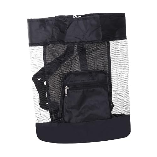 Toddmomy Mesh Backpack Tote Bag Foldable Beach Storage for Shells Black Design for Teens for Sand Water Activities
