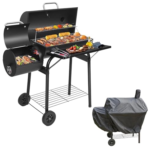 Image of Charcoal BBQ Offset Smoker Grill BBQ Cover