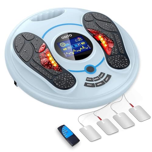 Circulation Blood Booster for Feet and Legs, EMS &TENS Foot Circulation Stimulator Machine for Neuropathy and Pain Relief, Upgraded Foot Massagers for Pain and Circulation (Blue)