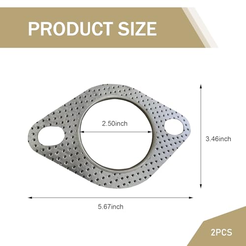 Image of 2 PCS Exhaust Gasket, 2 Bolt 2.5 inch Flange Interface Sealing Gasket, High Temperature Resistant Muffler Gasket with Flange Hexagonal Head Bolts and Nuts, for Most Cars Trucks (Silver)