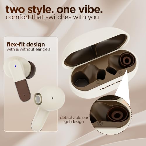 Image of Dubstep Buzz X12 TWS Earbuds, 60H Playtime, Bluetooth 6.0 Wireless Earbuds with ENC Noise Cancellation, 13mm Drivers, Game & Music Mode, Touch Control, Type-C Fast Charging (Beige)