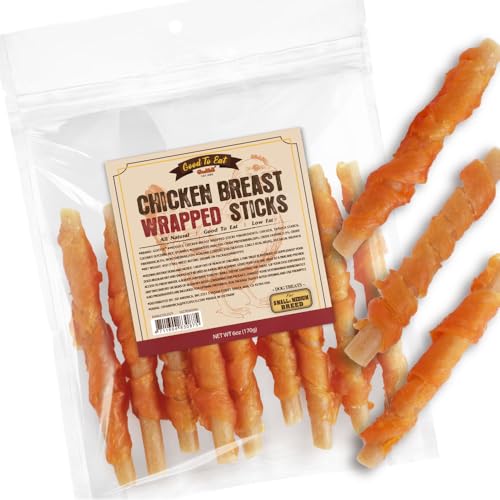Gootoe Dog Treats, All Natural, Low Fat, Premium Training Chews, Healthy & Easily Digestible, Treat and Train, Chicken Breast Wrapped Sticks, 6oz