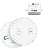 LoraTap Wireless Lights Switch Kit, 915MHz 656ft Range Remote Control Lamps Ceiling Light Fan Household Appliances, 5 Years Warranty (Switch and Receiver)
