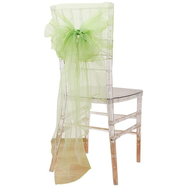 DOWNER Fiocchi per sedia, 25 pezzi, 65 x 275 cm, in organza trasparente, con fiocco, per hotel, feste, eventi, matrimoni, sedie, cappuccio, nodo, colore: rosso