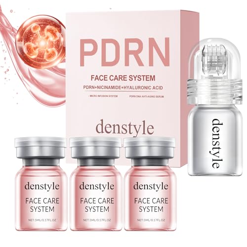 Micro Infusion System für Gesicht Microneedling Roller Set mit PDRN Peptid-Komplex & Hyaluronsäure Anti-Aging Feuchtigkeit für alle Hauttypen Valentinstagsgeschenk für Frauen-1 Roller+3 Serenen