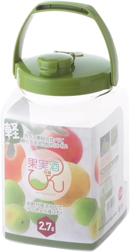 タケヤ化学工業 TAKEYA 果実酒びん 角型 S型 2.7L グリーン 空気弁付き ロック機能付き 収納しやすい角型 PET素材