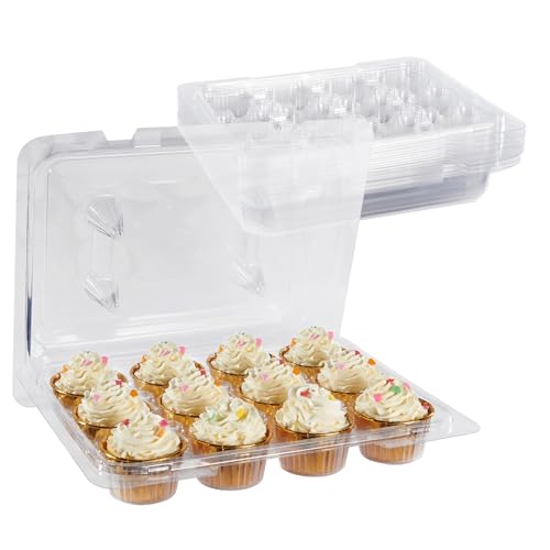Ridgesun Cupcake Carriers for 12 Cupcakes,Premium Crystal-Clear Cupcake Boxes -
