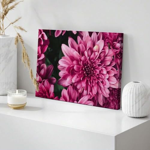 Impression Toile Cadre Interne | Tableau Botanique Fleur de Gerbera Coloré - 2