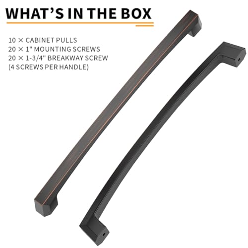 Image of 10 Pack Oil Rubbed Bronze Cabinet Pulls - 7 Inch Handles for Dresser & Kitchen Cabinets