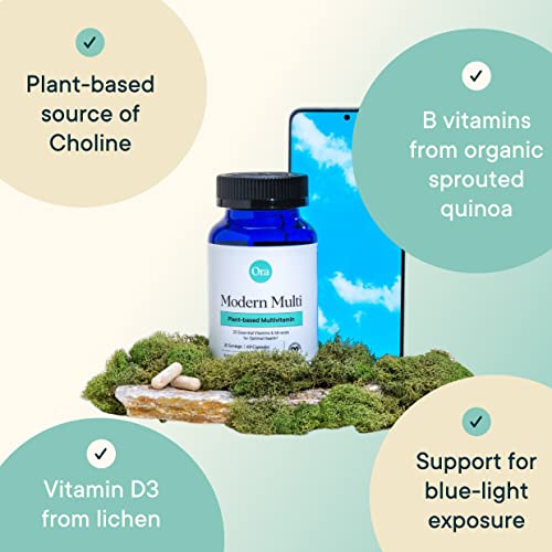 Ora Organic Plant Based Multivitamin for Women and Men, Bluelight Protection - Brain, Eye, Energy, Immune, Skin, Hair, Heart, and Bone Health Support, 60 Vegan Capsules - Image 5