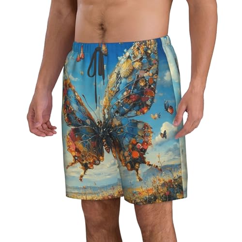 Dragonflies Men's Beach Pants-Quick-Dry & Comfortable Mens Beach Shorts for Men, Perfect for Surfing and Everyday Wear White2