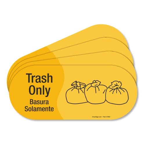 Étiquettes bilingues Trash Only autocollantes pour poubelles et tri sélectif
