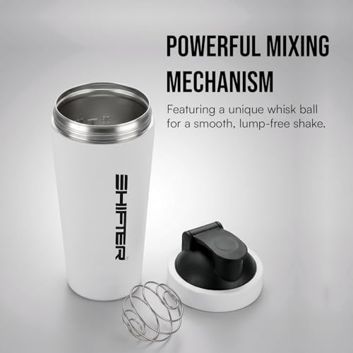 Image of Shifter Stainless Steel Gym Shaker Bottle 750ml | Leakproof Metal Protein Shaker for Men & Women | BPA Free, Odour Resistant, Rust-Free Steel Sipper for Gym, Workout & Sports (WHITE)
