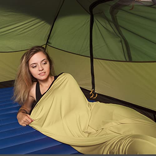 Naturehike High Elasticity Sleeping Bag Liner Lightweight Camping Travel Sheet - Portable Sleeping Sack For Camping, Travel, Youth Hostels, Picnic, Planes, Trains (Khaki) #TOP6