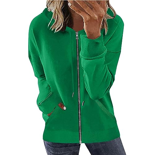 Sweat à capuche zippé vert femme idéal pour vos balades dominicales et moments de détente