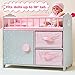 Olivia's Little World Wooden Baby Doll Crib with a Cabinet and Two Cubbies for Doll Accessory Storage Underneath, Pink and Gray and White Polka Dots