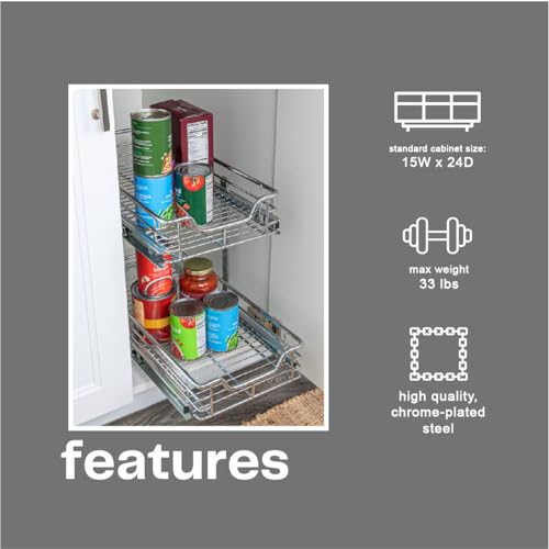 Household Essentials Chrome-Plated Steel Dual-Tier Pull-Out Organizer by Household Essentials - Image 7