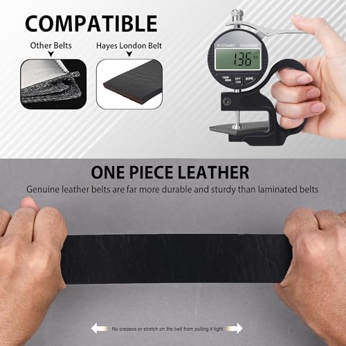 Image of HAYES LONDON Belts for Men Leather Original - Belt for Men Formal with Classic Design, Durable and Italian Reversible Men Belts for All Occasions