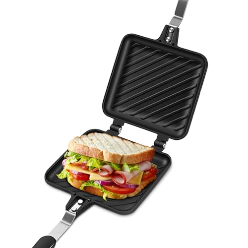 Sandwichera Caliente Panini Antiadherente   Sartén Doble Cara Fondo Plano