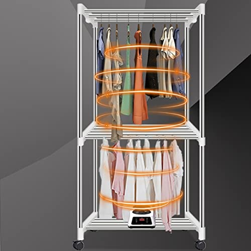 DUTIL Wasdroger, draagbare droger, elektrische wasdroger, mini-droger, warme droger met verwarming, woninghotel binnendroger, digitale automatische timer, tweelaags (maat: 1) - Image 7