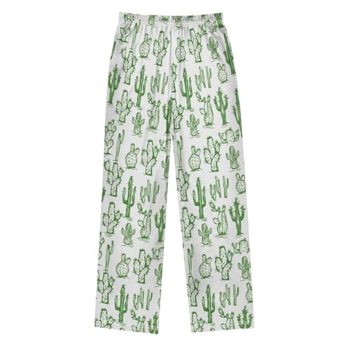 Cartoon Simple Catus Prints Pajama Pants Lounge Sleep Pants Elastic Waist Long Pajama Bottoms with Pockets for 6-14 Years2