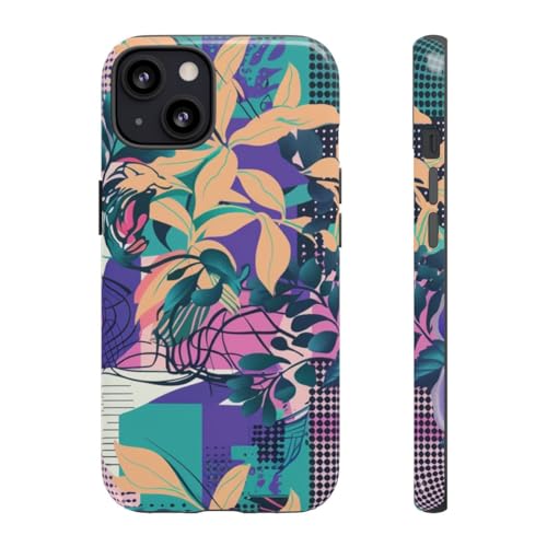 Coque violette iPhone 13 florale brillante contre les rayures