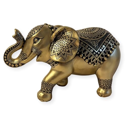 Image of Thorness Exquisite Golden Elephant Statue: Elegant Ornament in Brilliant Gold Hue - Perfect for Home Decor