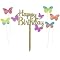 ZHENGYE Acrylic 'Happy Birthday' Cake Topper With 5 Silver Star Cupcake Toppers - Black, Reusable Party Decor (11cm Wide)