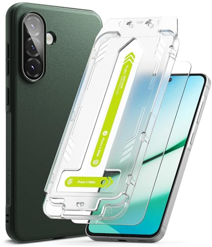 Ringke Onyx Compatible with Galaxy A56 5G [Dark Green] + Easy Slide Tempered Glass Compatible with Galaxy A56 5G [2 Pack]