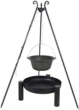 Set Grill: Cast Iron Fire Pit Pan 38 – Tripod and Stew Pot 7.2 Litre