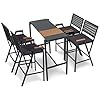 Sundale Outdoor Metal Bar Table and Chairs Set, 3 Pieces Outdoor Patio Bar Set, All Weather Outdoor Furniture for Outside, Poolside, Backyard, Garden (5, Black)
