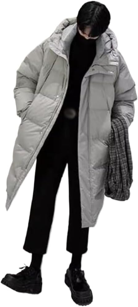 VIDI Loose Medium And Long Bread Clothing White Duck Velvet Hat Down Jacket Men's Autumn And Winter Coat
