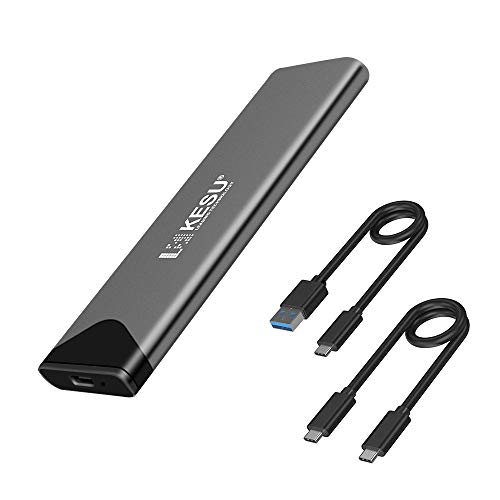 KESU M.2 NVME SSD Enclosure Adapter, USB 3.1 Gen 2 (10 Gbps) to NVME PCIe M-Key(B+M Key) Solid State Drive External Enclosure Support UASP, SSD External Case for 2242/2260/2280 (Black)
