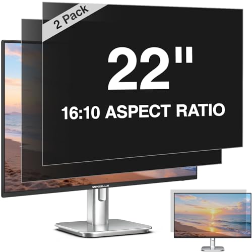 Pozlle 2 Pack 22 Inch Computer Privacy Screen Filter for 22" 16:10 Aspect Ratio (474 x 297 mm) Monitor, Anti Spy Anti-Glare Blue Light Blocking PC Protector Film, Removable Screen Privacy Shield