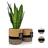 🍃 HOCHWERTIGE MATERIALIEN - Der Korb geflochten aus Baumwolle, Jute und Polyester ist robust, reißfest und formstabil. Zudem hat der Blumentopf Korb keinen unangenehmen Geruch.