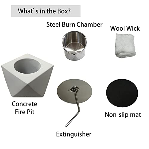 Mavalzy Tabletop Fire Pit, Table Top Rubbing Alcohol Fireplace Mini Smokeless Indoor Outdoor Fire Pit Portable Fire Concrete Bowl Pot Fireplace（Square） #TOP5