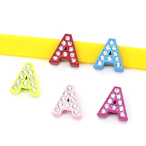 52Pcs A-Z Mixed Colors Full Rhinestones 8Mm Slide Alphabet Letters For 8Mm Slide Wristbands/Bracelets,Jewelry Making Charms #TOP3