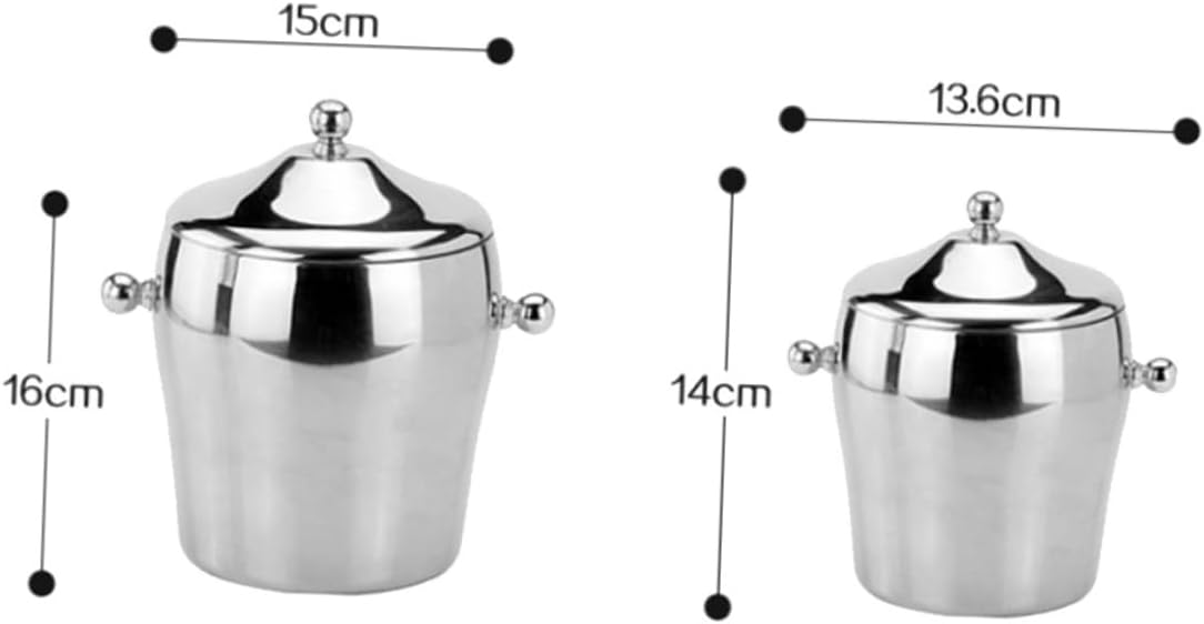 KICHOUSE Family-style Insulated Stainless Steel Ice Bucket Lid Double Handles for Party