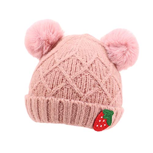 Toddler Boys Girls Winter Hat Knit Hat For Fall Kids Baby Cute Hairball Warm Cap Outdoors Cap (Color : Pink, Size : 6-24 Months) #TOP29