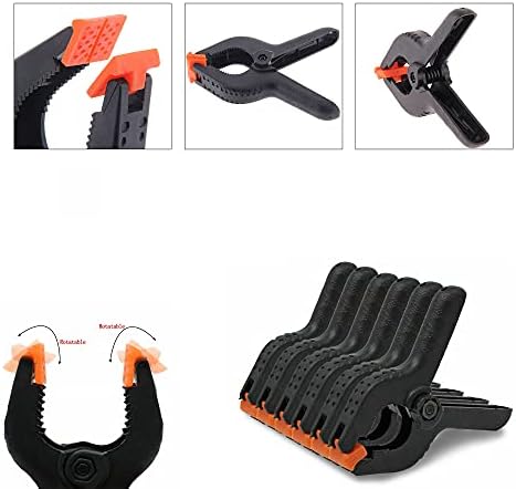 4 Pcs 3" 7.6cm Plastic Spring Clamps Extra Strength and Grip Clips Textured Handles Ideal for DIY Projects, Tarpaulin, Garden, Market Stall, Background Muslin, Canvas Paper, Photo Studios, Arts Crafts
