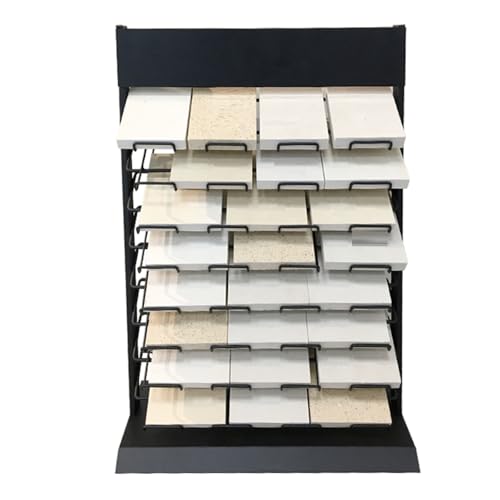Présentoir carrelage sur pied métallique pour magasin et showroom de matériaux