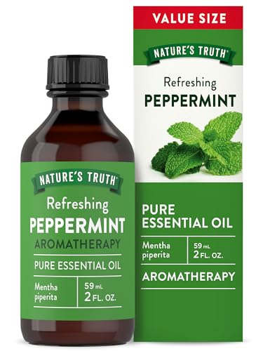 Nature's Truth Peppermint Essential Oil Pure | 2 fl oz | for Diffuser, Aromatherapy, and Massage | Value Size | Plant Based, Non-GMO & Gluten Free