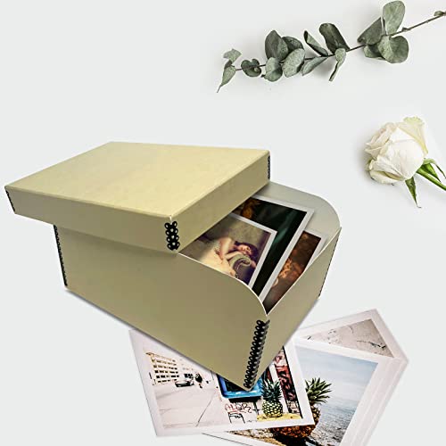 Lineco 4x6 Photo Storage Box, with 12 Acid-Free Envelopes, Holds Up to 1000 3.5\" x 5\", or 4\" x 6\" Pictures, Metal Edge Archival Organizer for Cards Stickers Stamps Seeds, 5.5x7.5x11. Tan