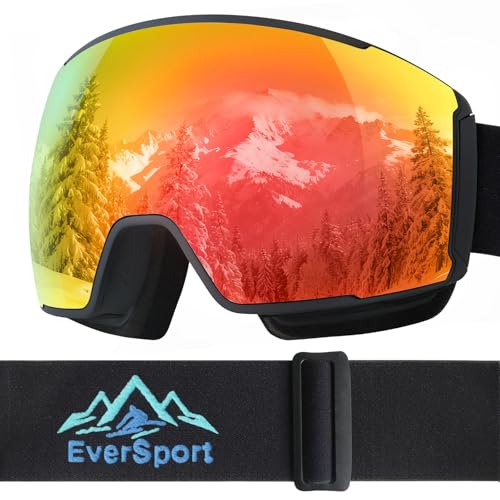 EverSport Ski Goggles for Men Women, OTG Anti-Fog Snowboard Swappable Lens