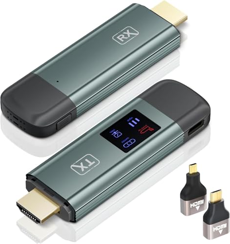 Image of TTQ Wireless HDMI Transmitter and Receiver, Wireless HDMI Extender 4K Supported, Metal Housing, LED Display, 100FT Range, 2.4G&5G, for PC/Laptop/Camera/HDTV/Projector/TV Box