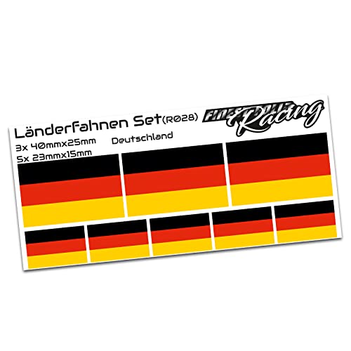 Lot de 8 autocollants de pays - Drapeau de pays - Résistant aux intempéries - Pour voiture, moto, vélo - Modélisme R028 (Allemagne)