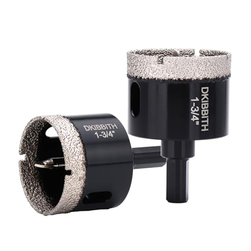 1-3/4" Diamond Hole-Saw Bits with Pilot Drill Bit - 2pc 1 3/4 in Diamond Tipped Tile Hole Saws with Guiding Bit for Accurate Drilling, for Porcelain Tile Ceramic Pots Granite Stone Glass Bottles 45mm
