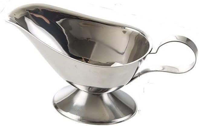 Pour Gravy Into the Dish Sauce Dripless Lip Salt Spice Gravy Boat Kitchen Restaurant Steak Sauce Lip Stainless Steel Sauce Boat Sauce Storage Box Salad Dressing Server (Color : Small) (Large )